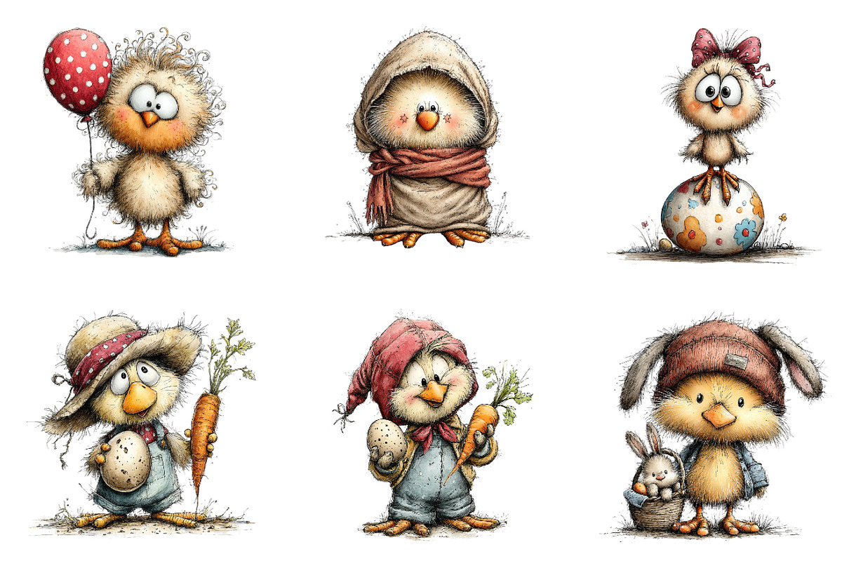 Whimsical Easter Chicken Clipart, an Illustration by CreationArt (Photo 6 of 6)
