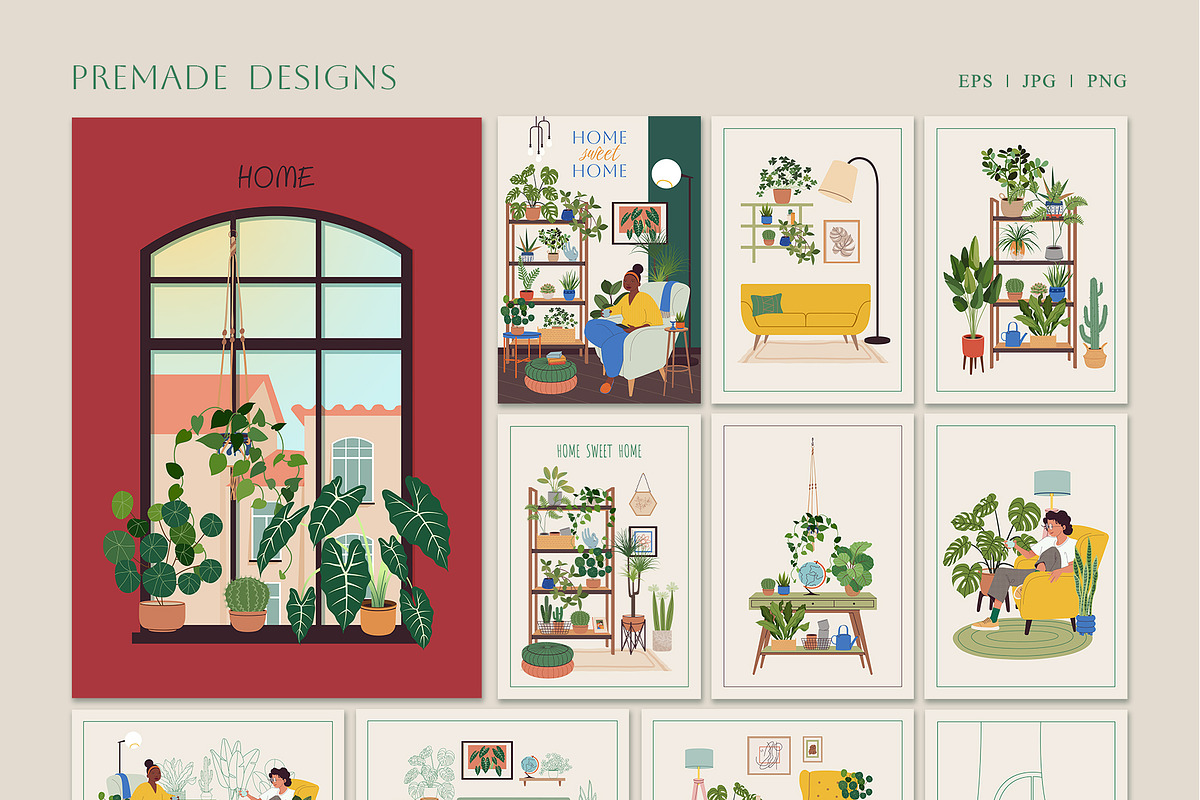 Home Plants | House Plants in Pots, a Decorative Illustration by Berentine.art (Photo 11 of 16)