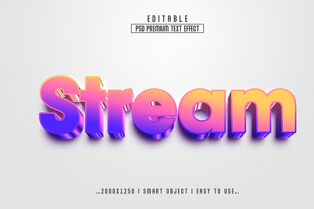 Stream 3D Editable Text Effect Style, a Layer Style Add-On by Md Jahidul99 (Photo 2 of 2)