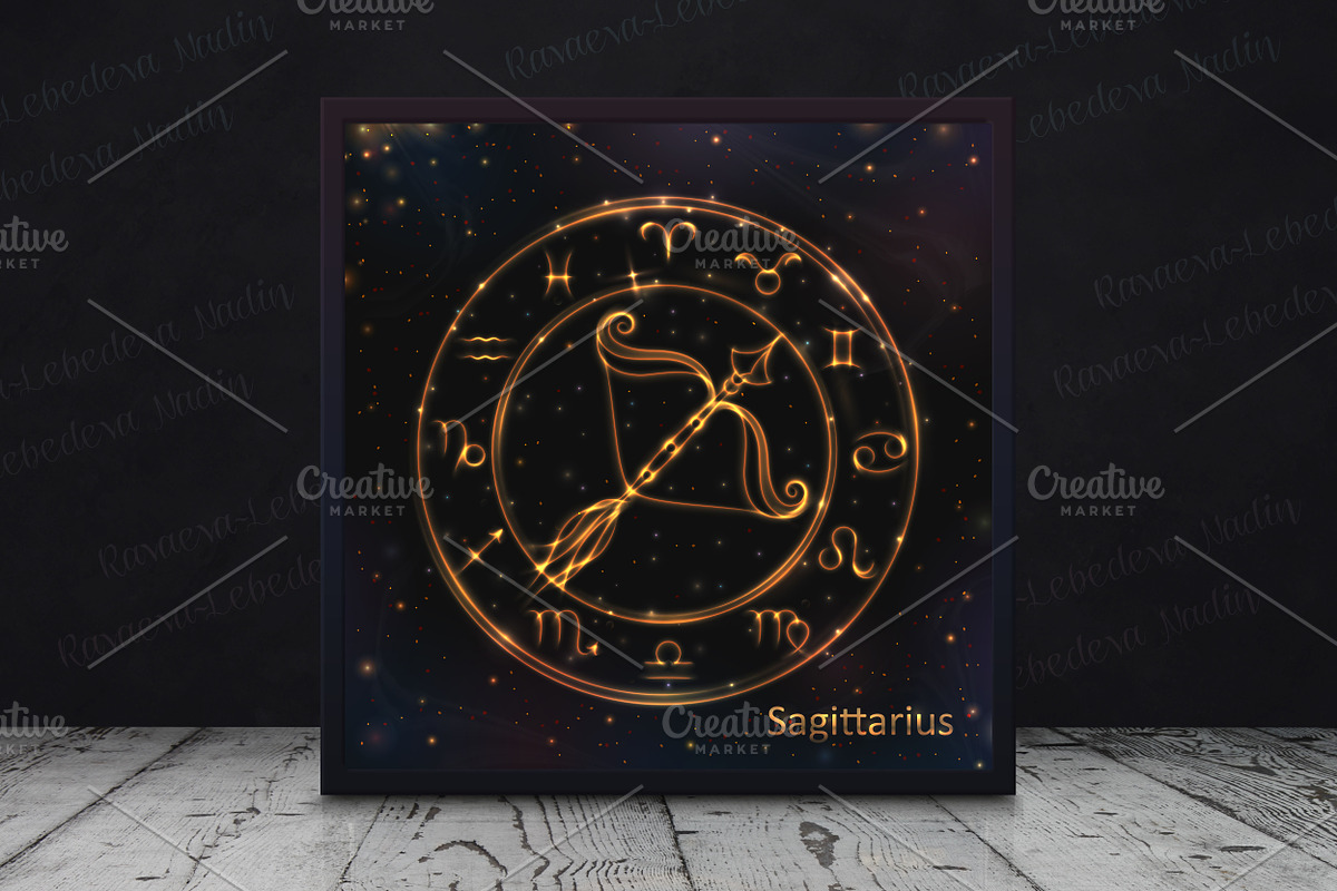 SET / GOLDEN ZODIAC SIGNS / VECTOR, an Animal Illustration by Nadin_Lebedeva (Photo 14 of 17)