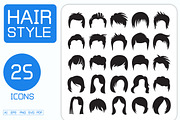 Wig and Hair Icons Set, a Solid Icon by Designfour (Thumbnail 1 of 7)
