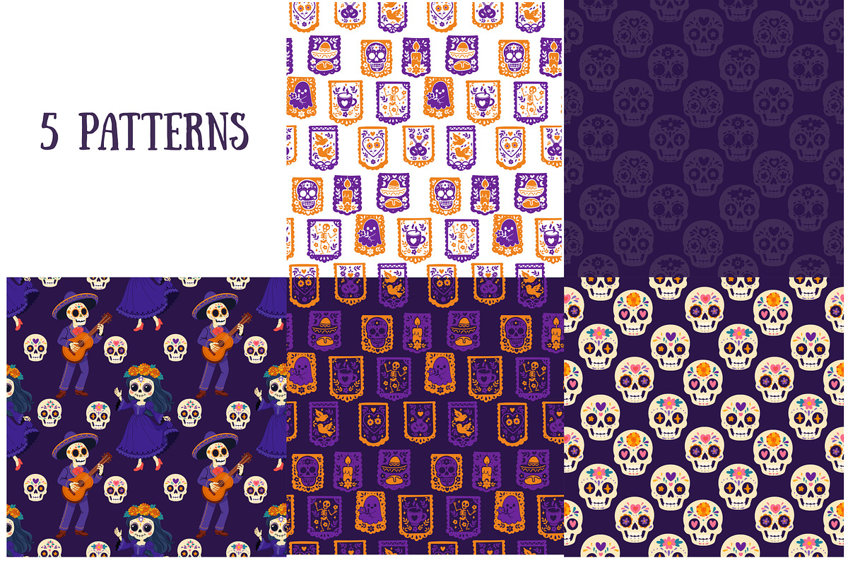 Cute Day of the Dead Set, a Seasonal Illustration by Bielousova Art (Photo 5 of 9)