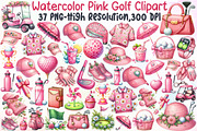 Watercolor Pink Golf Clipart, an Illustration by Sublimation Artist (Thumbnail 1 of 6)