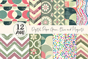 Digital Paper Green, Blue and Magent, a Texture Illustration by DreamPrint404 (Thumbnail 1 of 3)