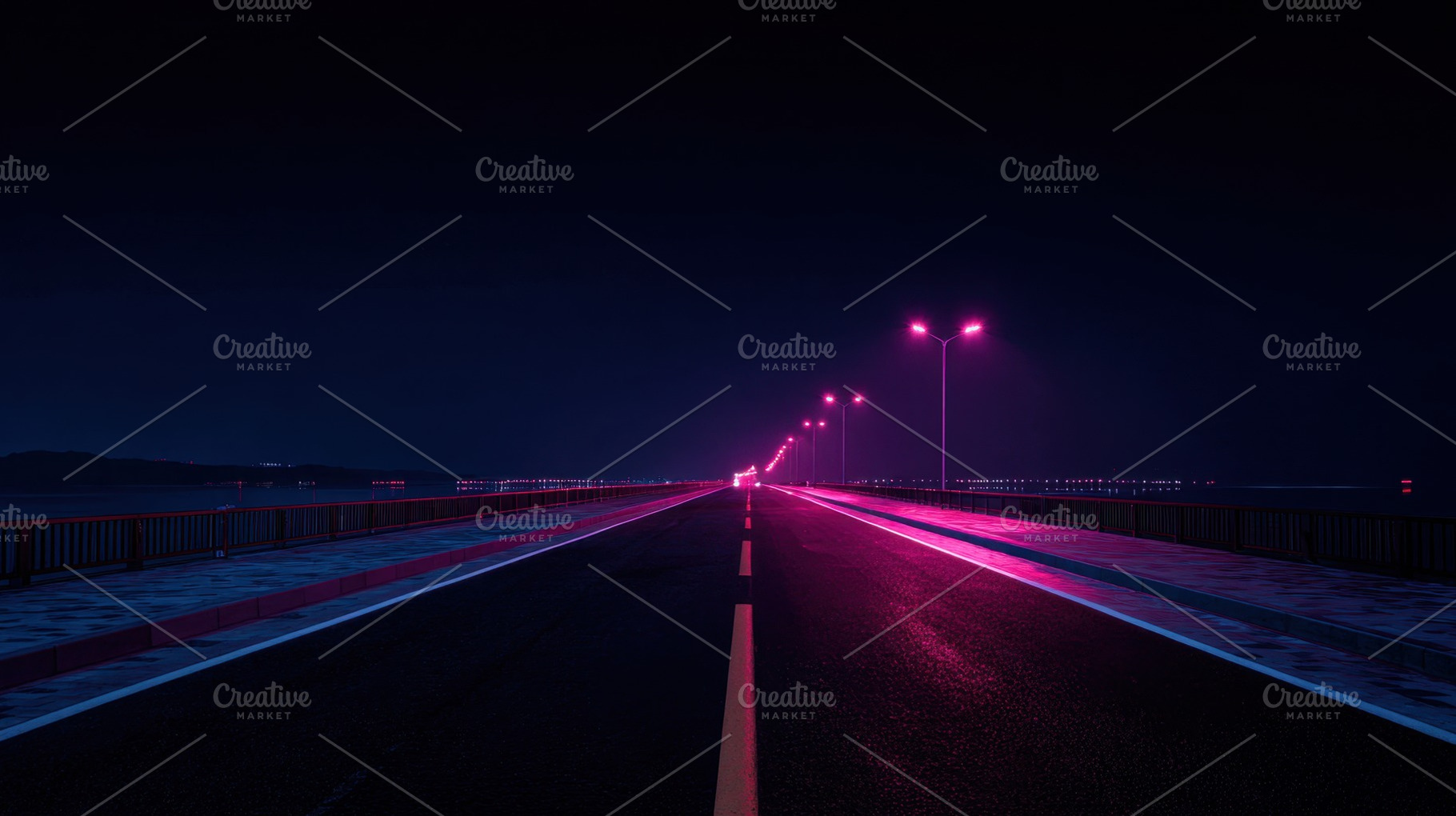 Lit street on a night road, a Photo by Beautiful things