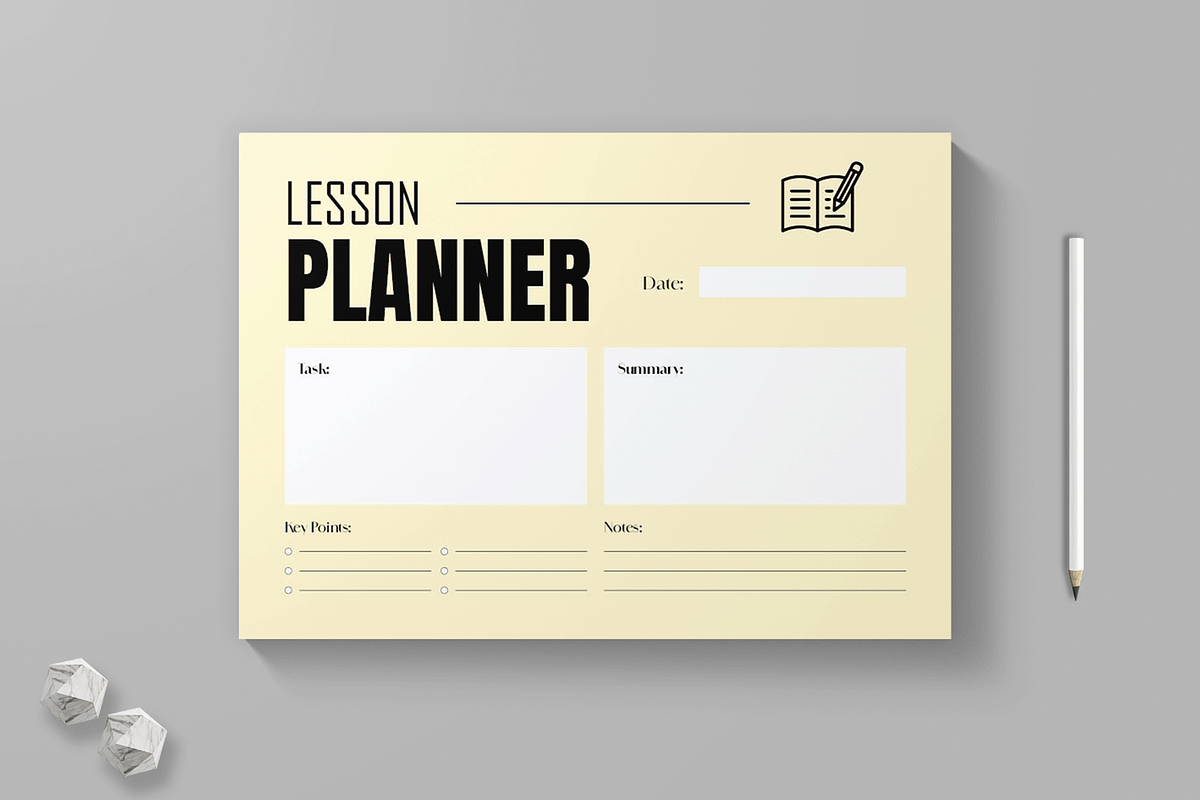 Minimal Lesson Planner Template, a Stationery Template by MightyDesign (Photo 1 of 6)