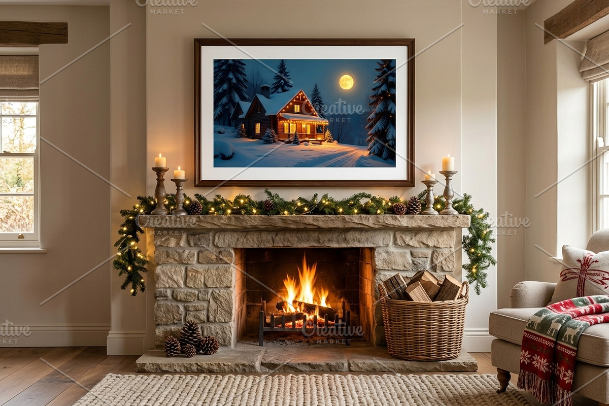 Cozy Winter Cabin Night Background, a Nature Photo by Aura Canyon HQ (Photo 5 of 7)