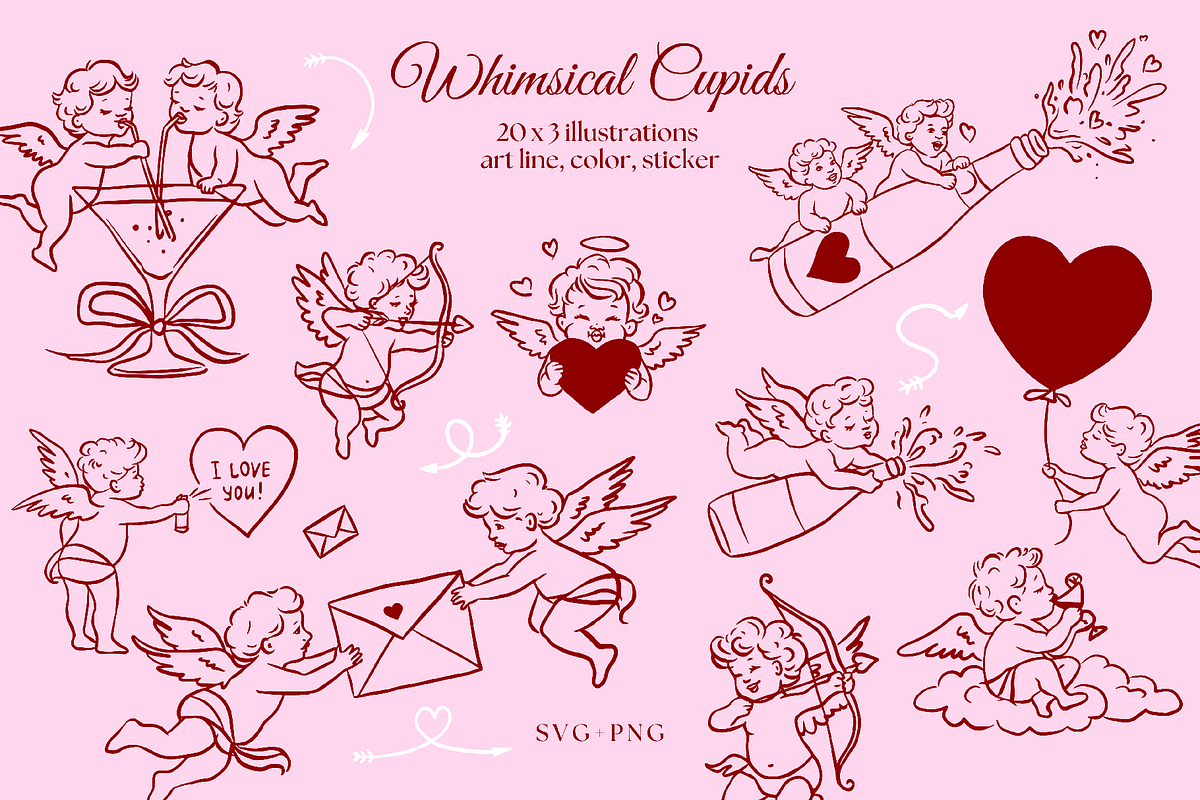 Whimsical Cupid Collection, a Decorative Illustration by InstaDesignPro (Photo 2 of 12)