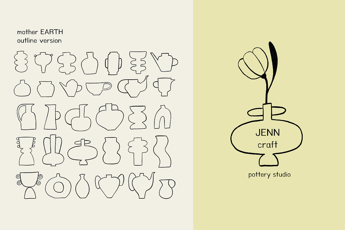 Mother Earth vector shapes and lines, a Decorative Illustration by Annakniaz (Photo 7 of 15)
