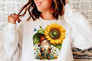 Watercolor Sunflower Gnomes Clipart, a Transportation Illustration by SinaCreation (Thumbnail 8 of 9)