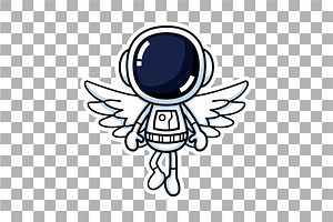 Cute Astronaut With Angel Wings