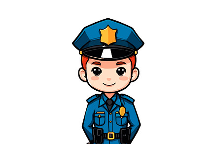 Cute little hero policeman in blue