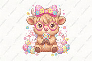 Easter Day Highland Cow PNG, Easter, an Illustration by CraftArtStudio (Thumbnail 1 of 4)