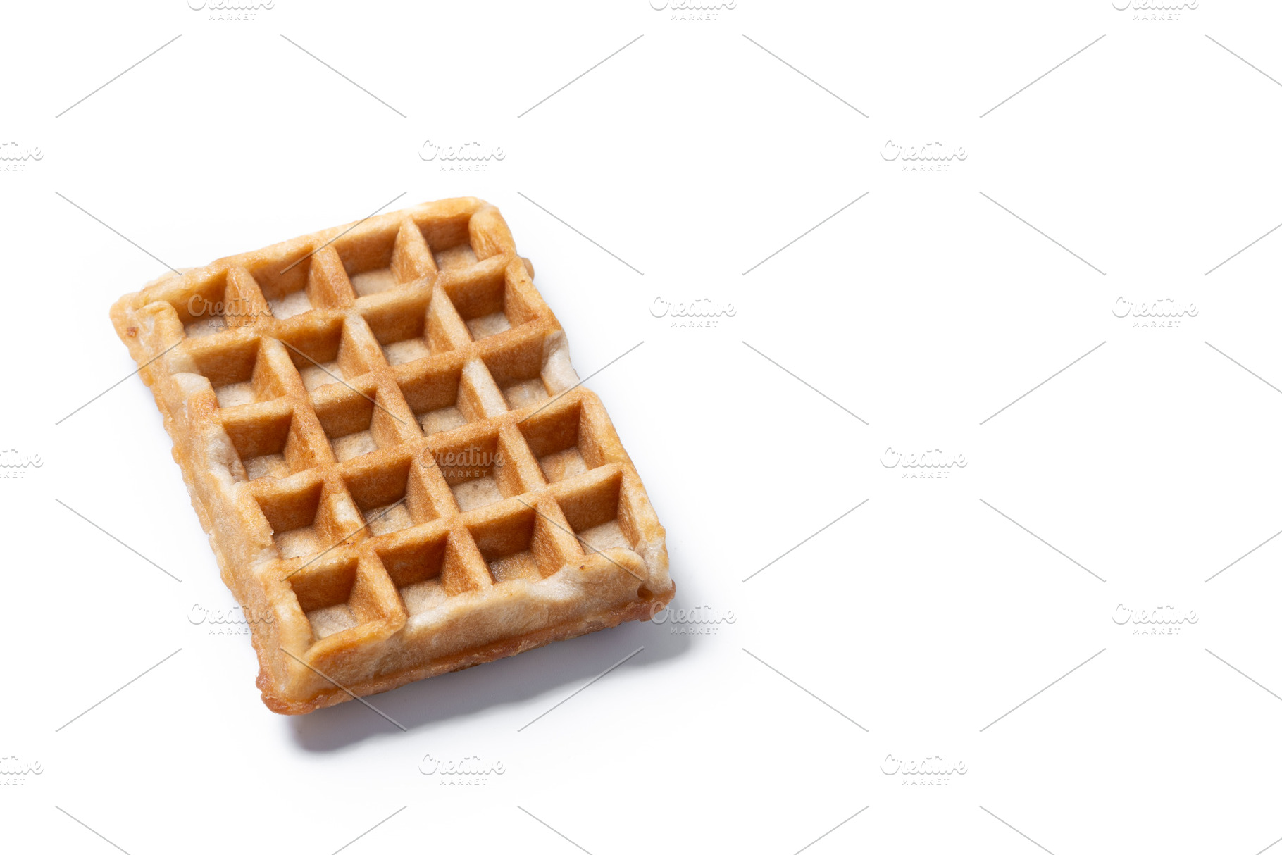 Golden Brown Belgian Waffle Isolated on White Background,, a Food & Drink Photo by etorres69