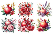 Watercolor Pomegranate Clipart, an Illustration by Designworld (Thumbnail 3 of 6)