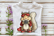Whimsical Valentine Squirrel Clipart, an Animal Illustration by Sublimation Artist (Thumbnail 6 of 6)