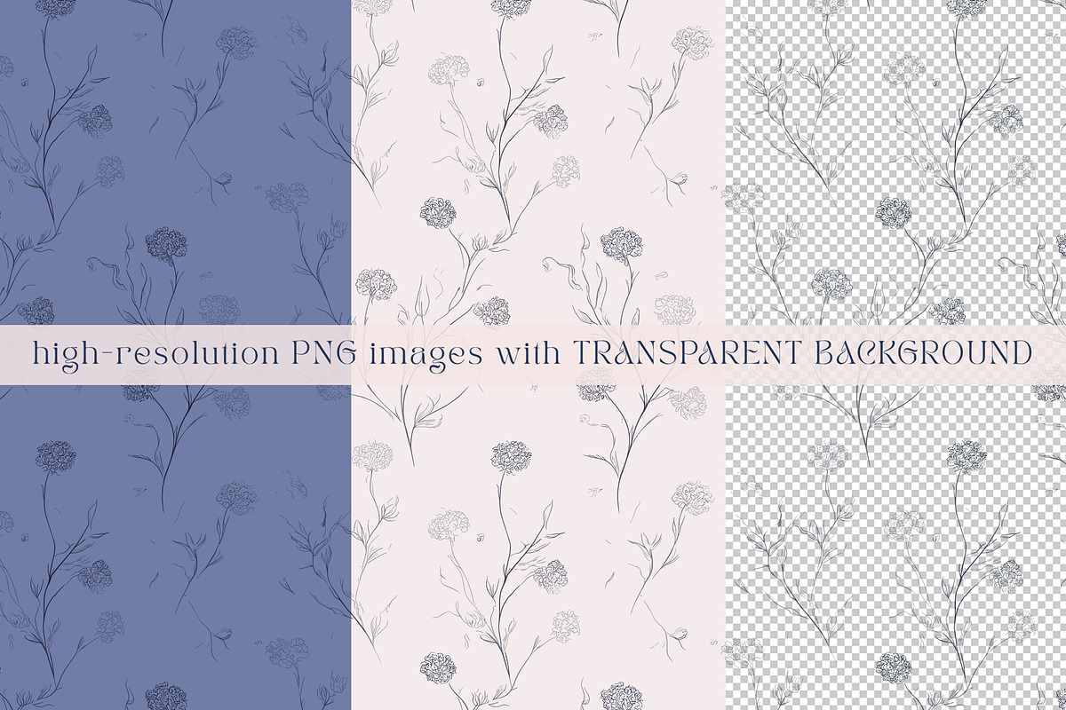 Floral Blue Toile Seamless Patterns, a Pattern Graphic by Olya Creative (Photo 18 of 18)