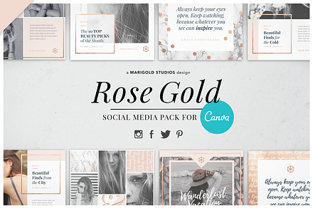 CANVA & PPT | Rose Gold Social Media, a Social Media Template by Marigold Studios