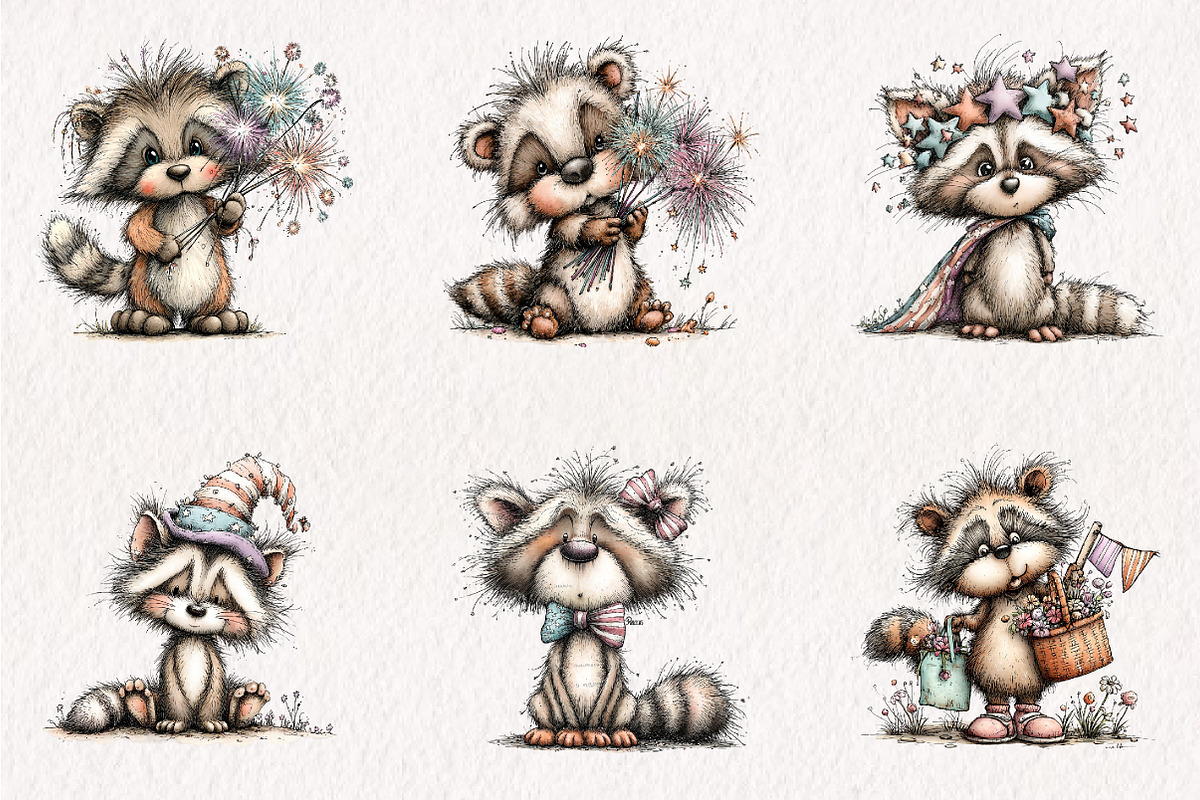 Patriotic Raccoon PNG Clipart, a Seasonal Illustration by CreationArt (Photo 4 of 7)