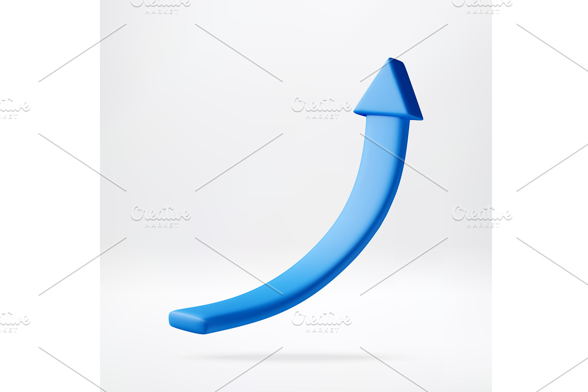 3D Blue arrow pointing upward, a Finance Illustration by Abscent