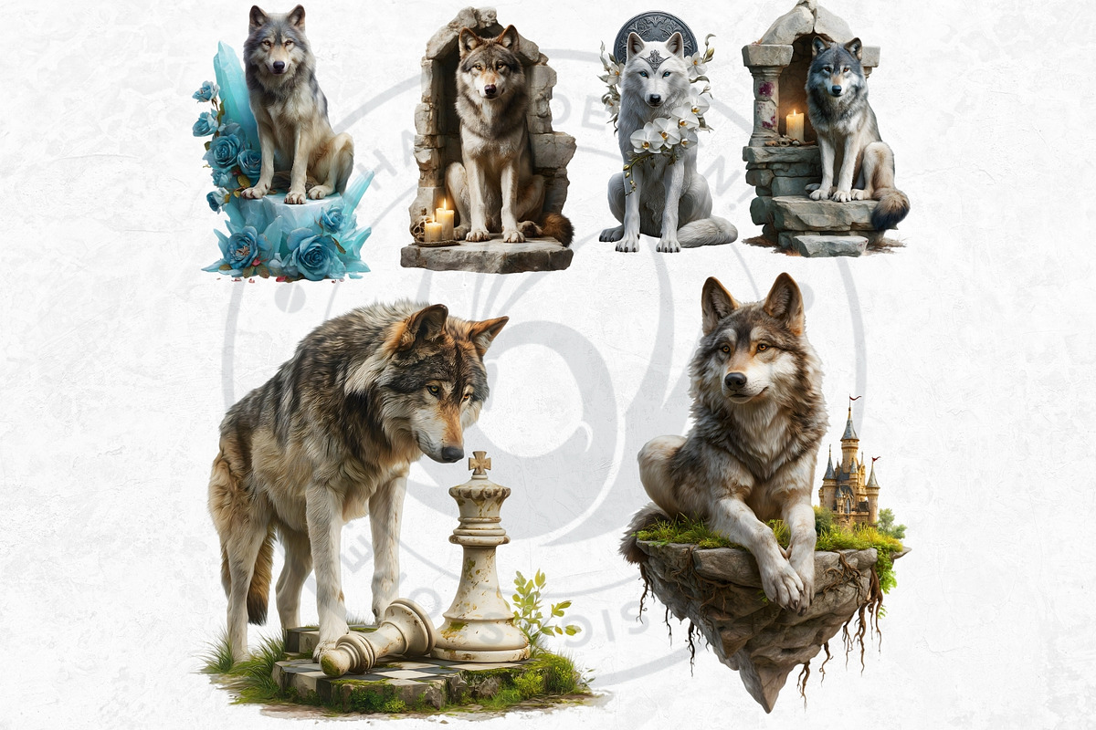 Watercolor Mystic Wolves Clipart Set, an Animal Illustration by ThatsDesignArt (Photo 10 of 15)