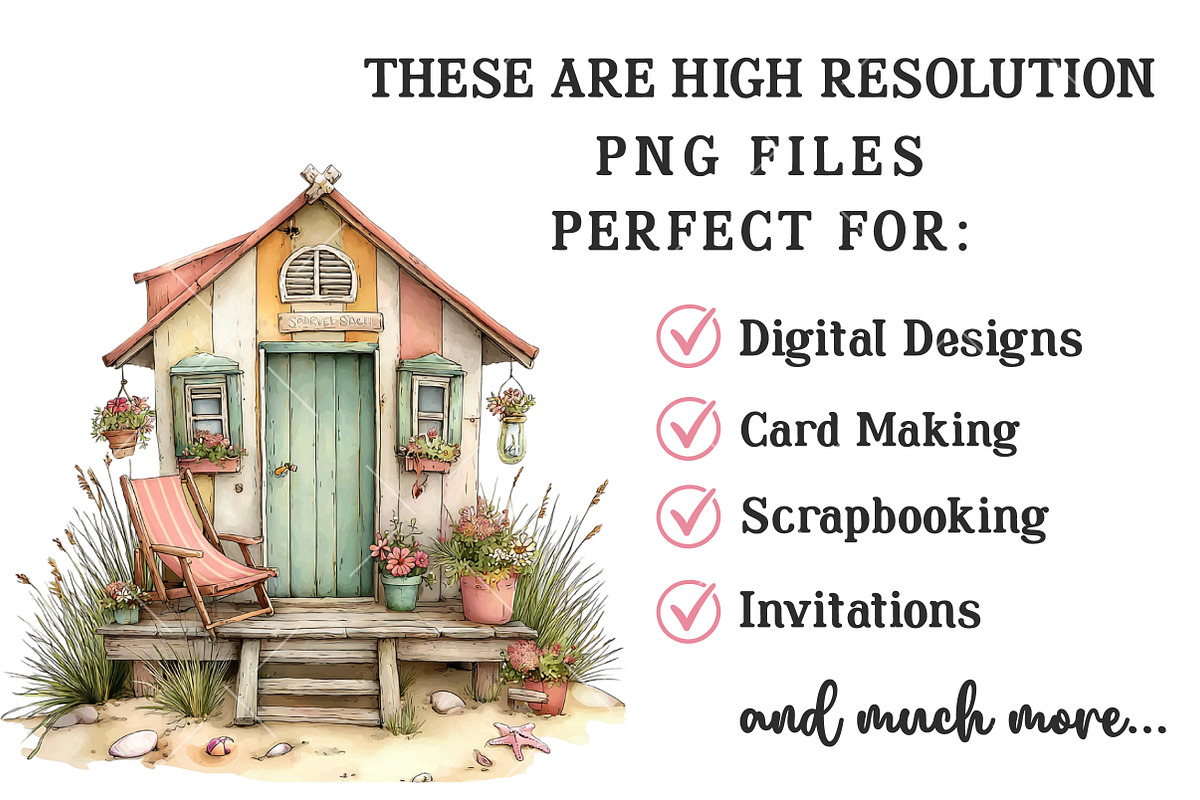 Whimsical Summer Beach Hut Clipart, an Illustration by OK Design (Photo 6 of 6)