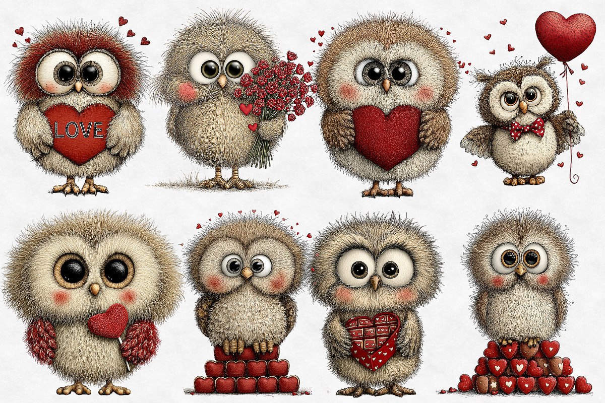 Valentine sweet owl clipart, an Illustration by Designworld (Photo 5 of 6)