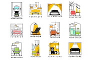 Home interior icons, furniture,, a Decorative Illustration by Vector Tradition (Thumbnail 1 of 3)
