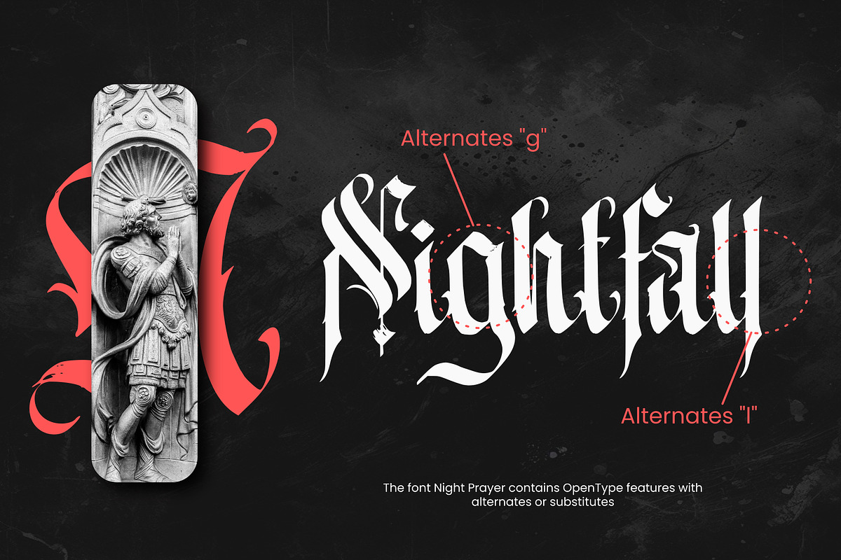 Night Prayer Blackletter Font, a Blackletter Font by Vampstudio (Photo 4 of 13)
