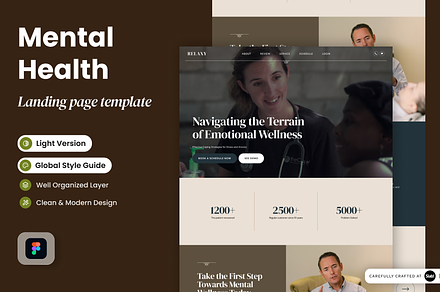Relaxy - Mental Health Landing Page, a Landing Page Template by SLAB! Design