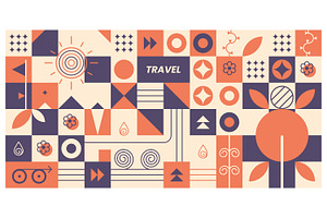 Geometric travel pattern, a Decorative Illustration by Creative Backgrounds