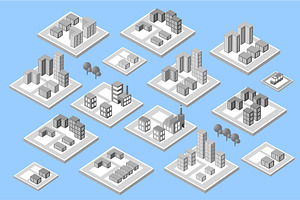 Isometric set city with skyscrapers, a Technology Illustration by AlexZeL