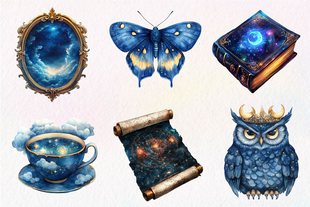 Watercolor Midnight Reverie Clipart, an Illustration by Dream Creation (Photo 7 of 7)