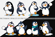 Penguin with Snowball Clipart, a Graphic by Artnoy (Thumbnail 2 of 5)