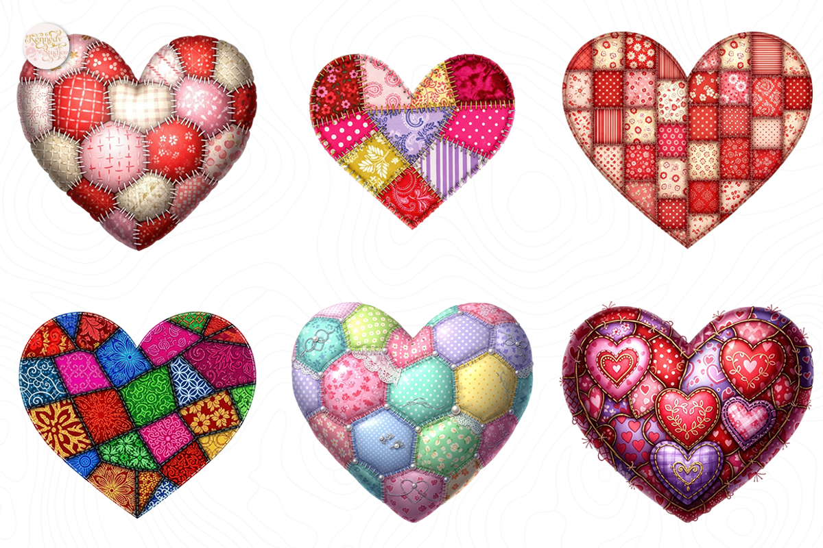Patchwork Heart PNG Clipart Cute, an Object Illustration by KennedyStudio (Photo 3 of 5)