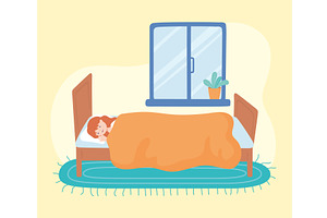 girl lying on the bed, a Person Illustration by studiogstock