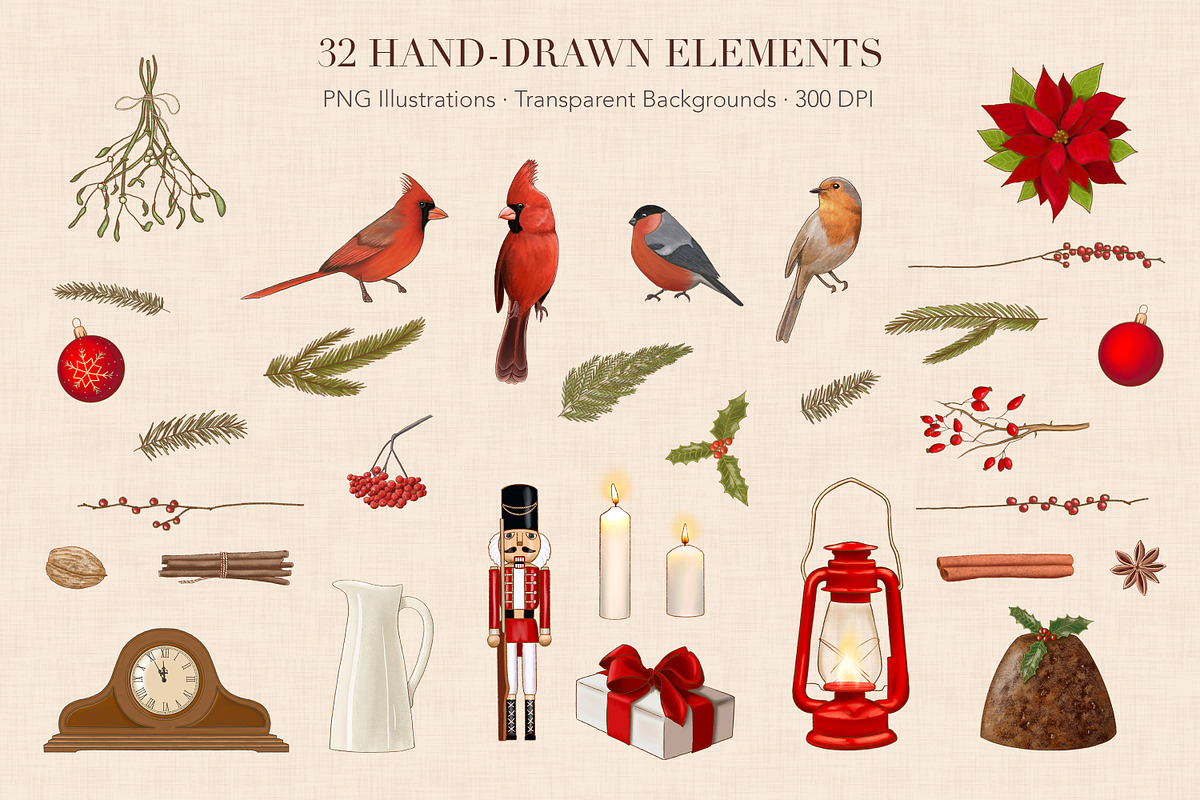 Rustic Christmas Clipart & Patterns, a Seasonal Illustration by Everilda (Photo 2 of 7)