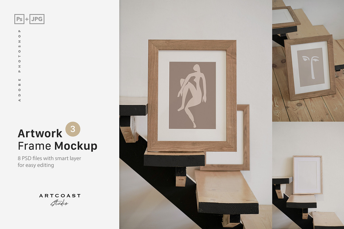 Artwork Wooden Frame Mockup, a Print Template by Artcoast Studio (Photo 1 of 7)