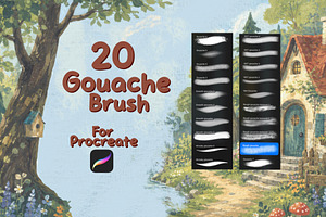 20 Gouache Brushes for Procreate