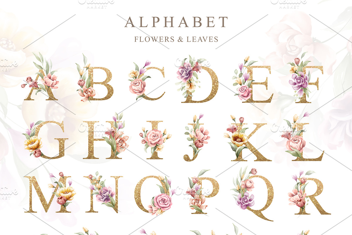 Colorful Florals with Alphabet set, an Object Graphic by Yorda Studio (Photo 4 of 15)