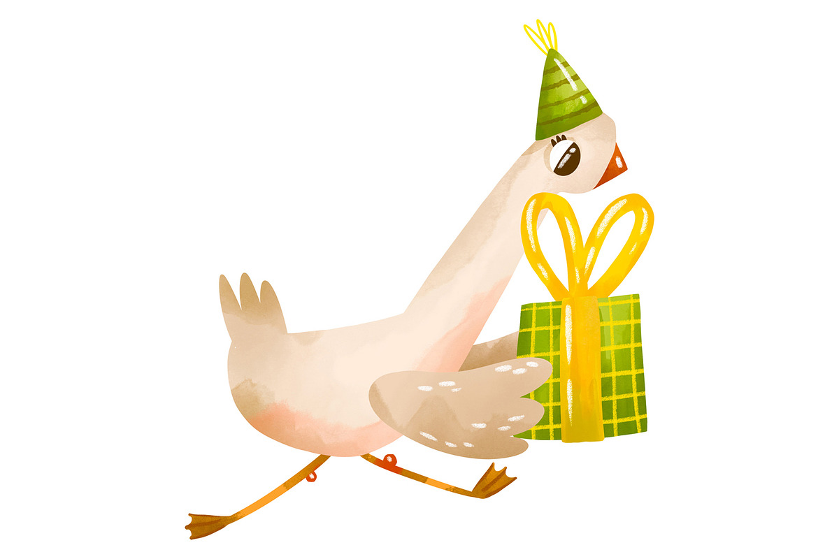 Green Birthday Goose Clipart Set, an Animal Illustration by the_myro (Photo 9 of 10)