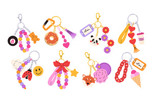 Cute cartoon keychains. Kawaii, an Object Illustration by winwin.art