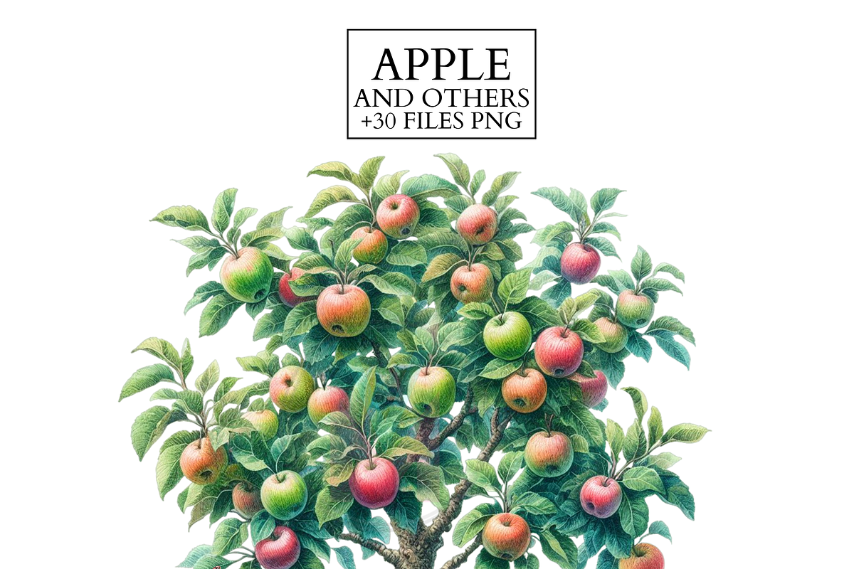 Apple Clipart Set Watercolor PNG, a Food Illustration by VM PARTYS  BY TAIRUMA (Photo 3 of 7)
