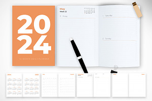 2024 Twelve Month Daily Planner A5