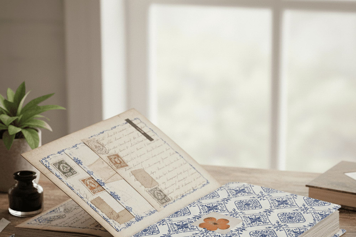 Blue Toile de Jouy Pattern Paper Set, a Pattern Graphic by Maishop (Photo 8 of 15)