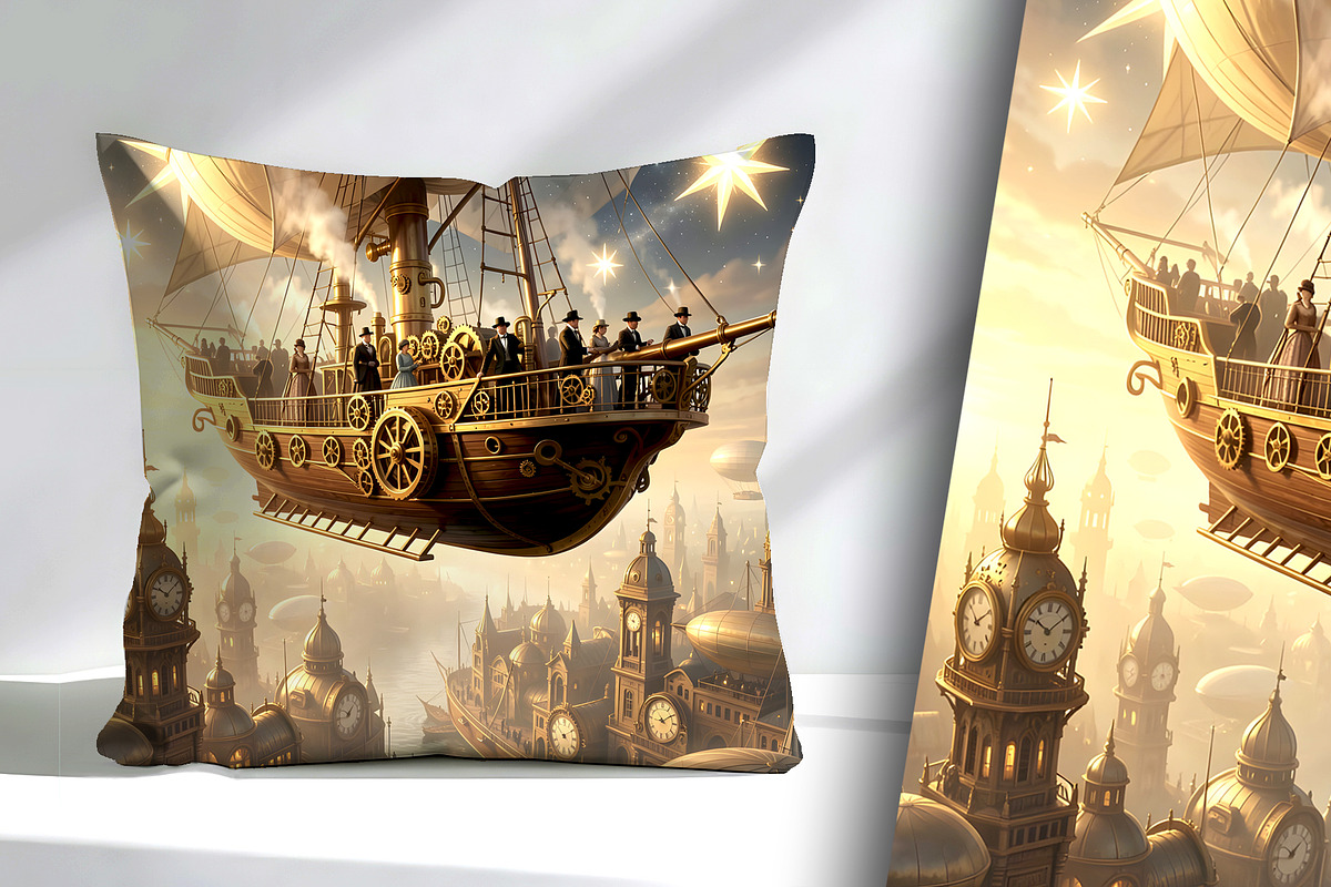 Steampunk Airship, a Transportation Illustration by Sharon Schwalbe (Photo 2 of 5)