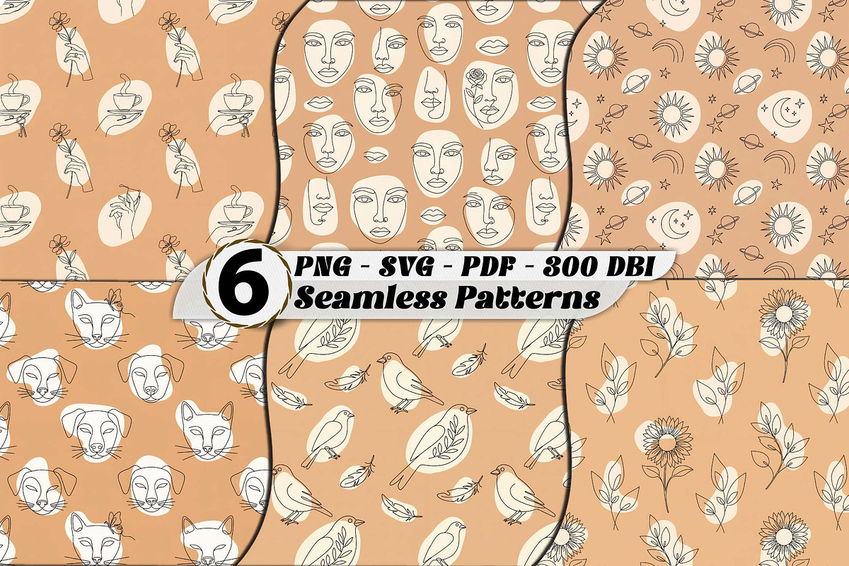 One-Line Minimalist face Patterns, a Pattern Graphic by one-touch (Photo 1 of 18)