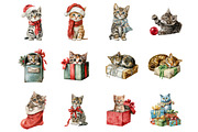 Christmas Cat Clipart, an Illustration by Design Market (Thumbnail 2 of 3)