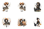 Whimsical Halloween Girl Clipart, a Seasonal Illustration by CreationArt (Thumbnail 4 of 5)