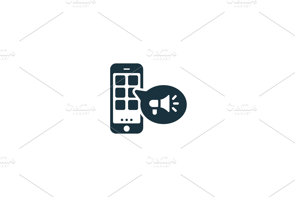 In-App Advertising icon. Monochrome, a Technology Illustration by Aimagenarium@gmail.com